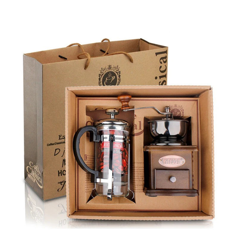 HeritageCraft Coffee Grinder &amp; French Press Set