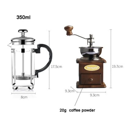 HeritageCraft Coffee Grinder &amp; French Press Set